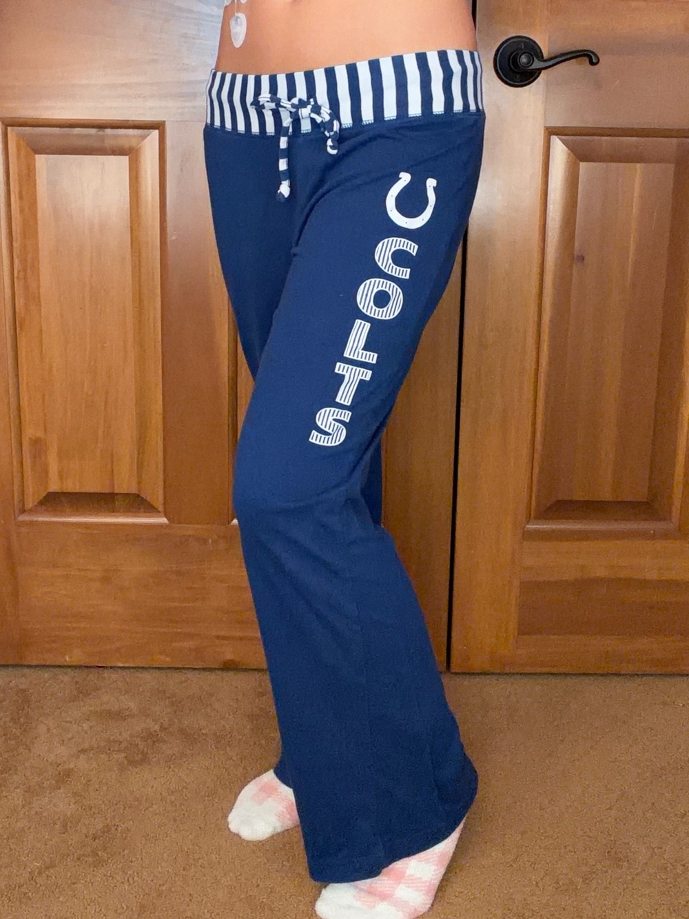 NFL Team Apparel Indianapolis Colts Women’s Blue Striped Lounge Pants Size M Y2K